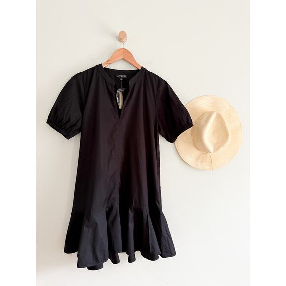 J.Crew | NWT Delilah dress in cotton poplin in Black | Sz PS - Picture 2 of 12